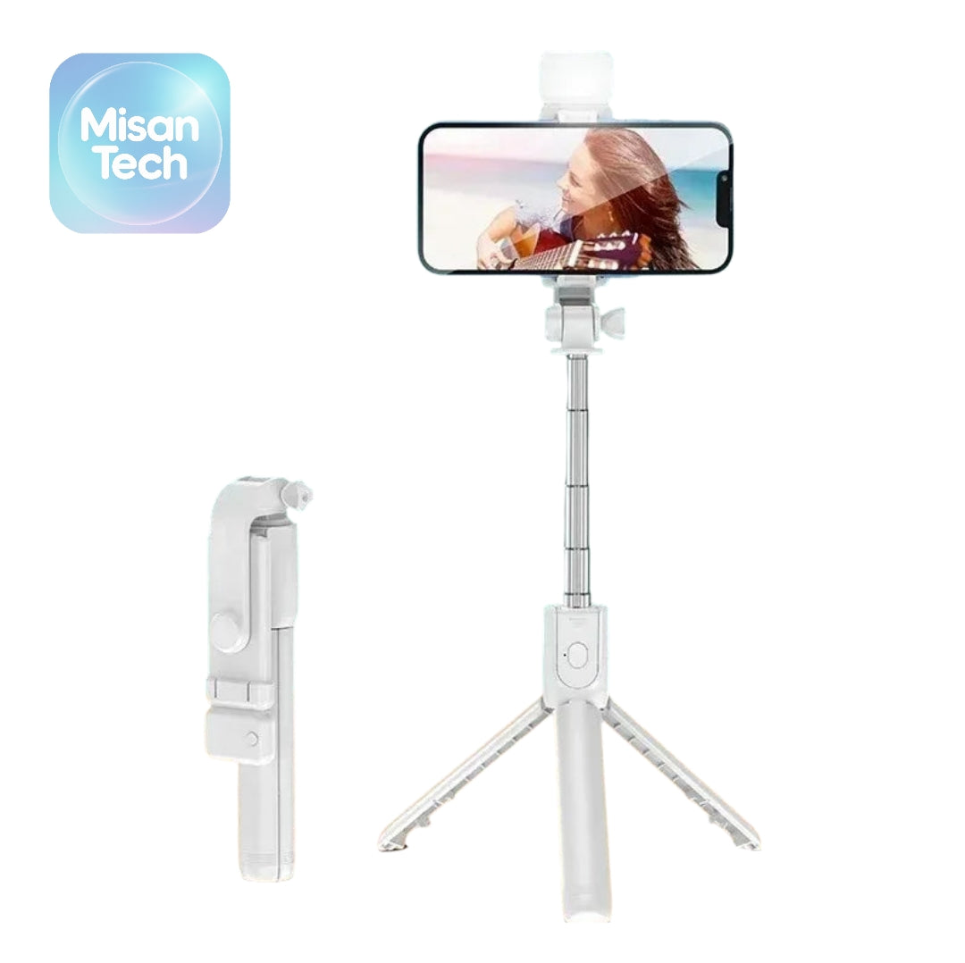 Palo de Selfie y Trípode 2-en-1: Control Remoto Bluetooth