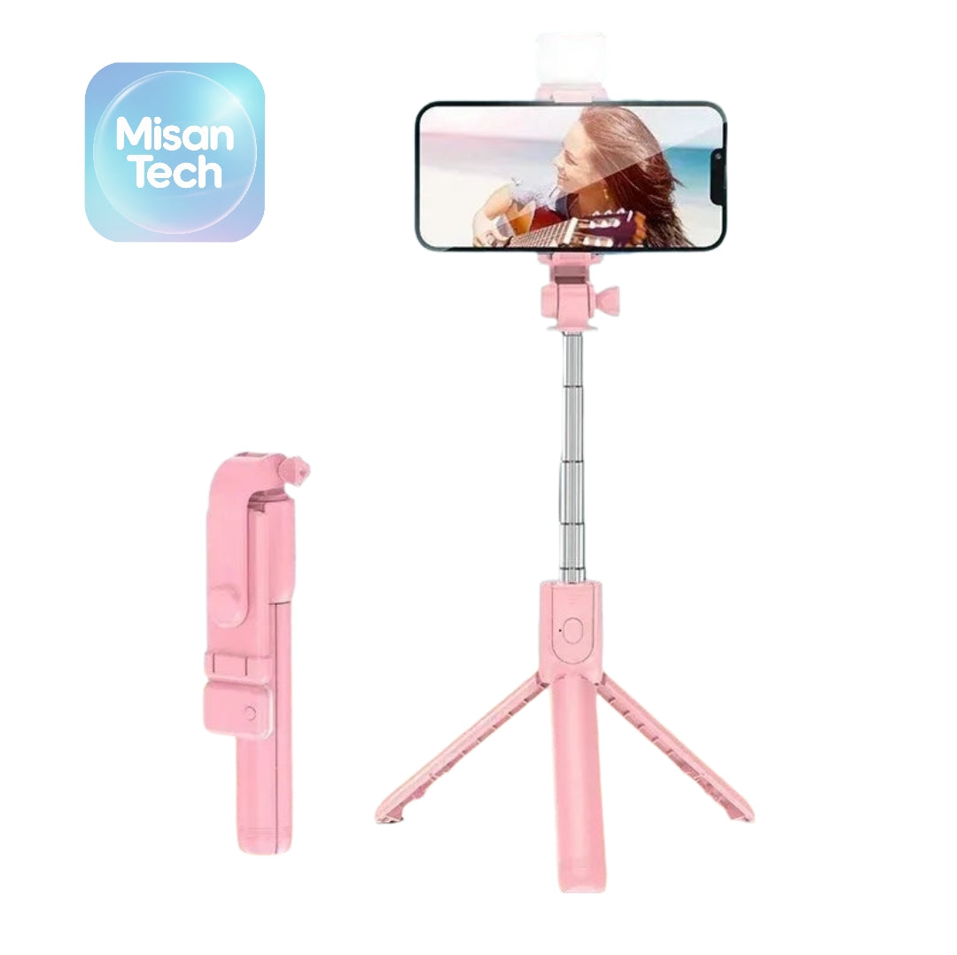 Palo de Selfie y Trípode 2-en-1: Control Remoto Bluetooth