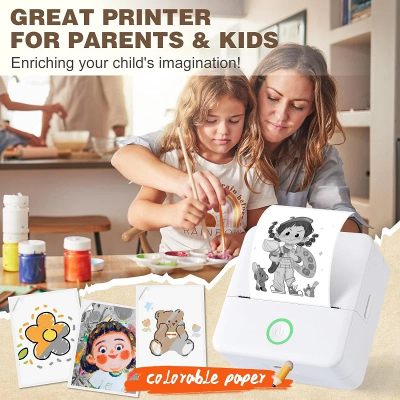 HD X6 Mini Portable Printer, Bluetooth Thermal Printer with Paper, Inkless Printing
