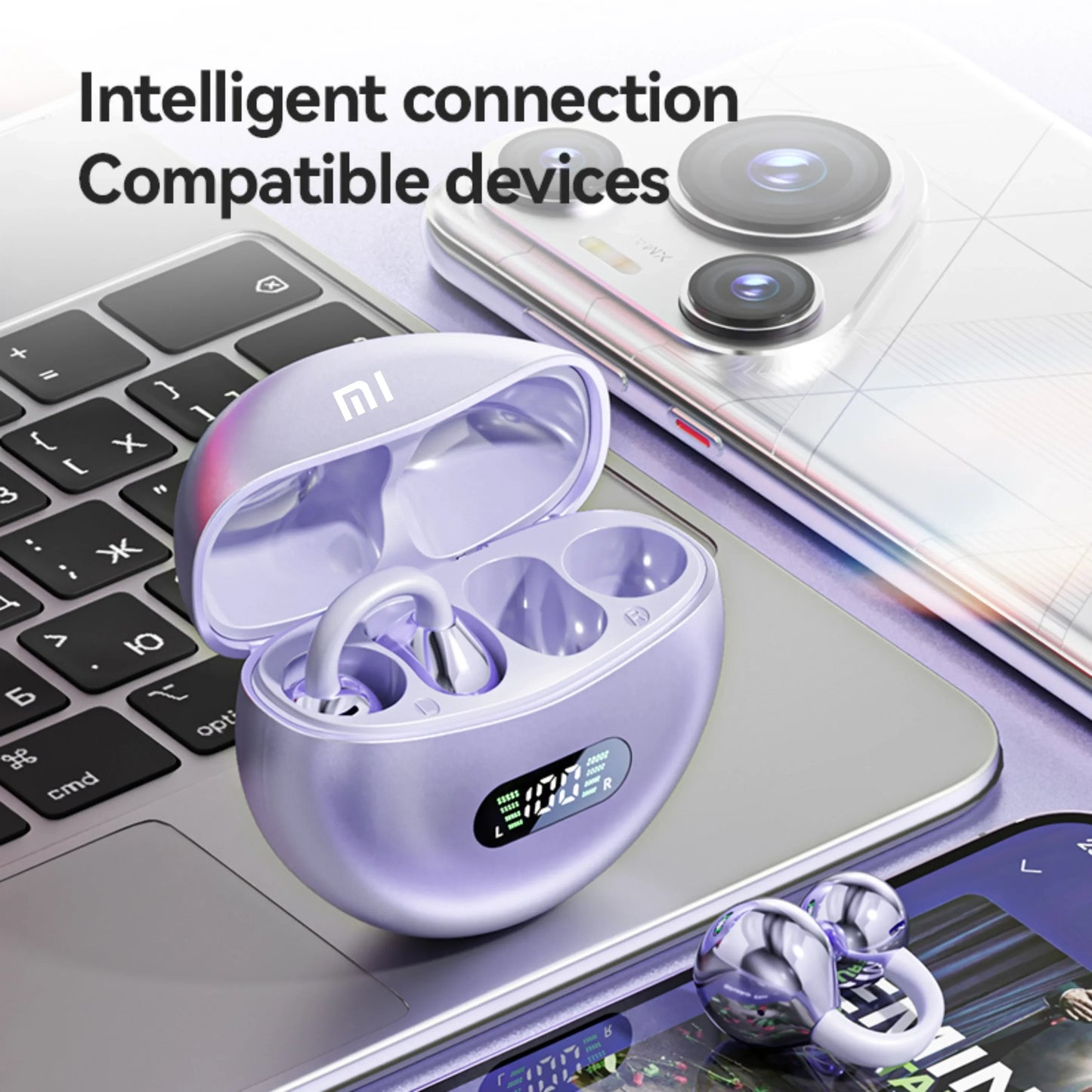 Auriculares inalámbricos Bluetooth 5.4, control táctil y llamadas para Android e iOS.