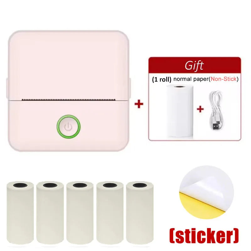 HD X6 Mini Portable Printer, Bluetooth Thermal Printer with Paper, Inkless Printing