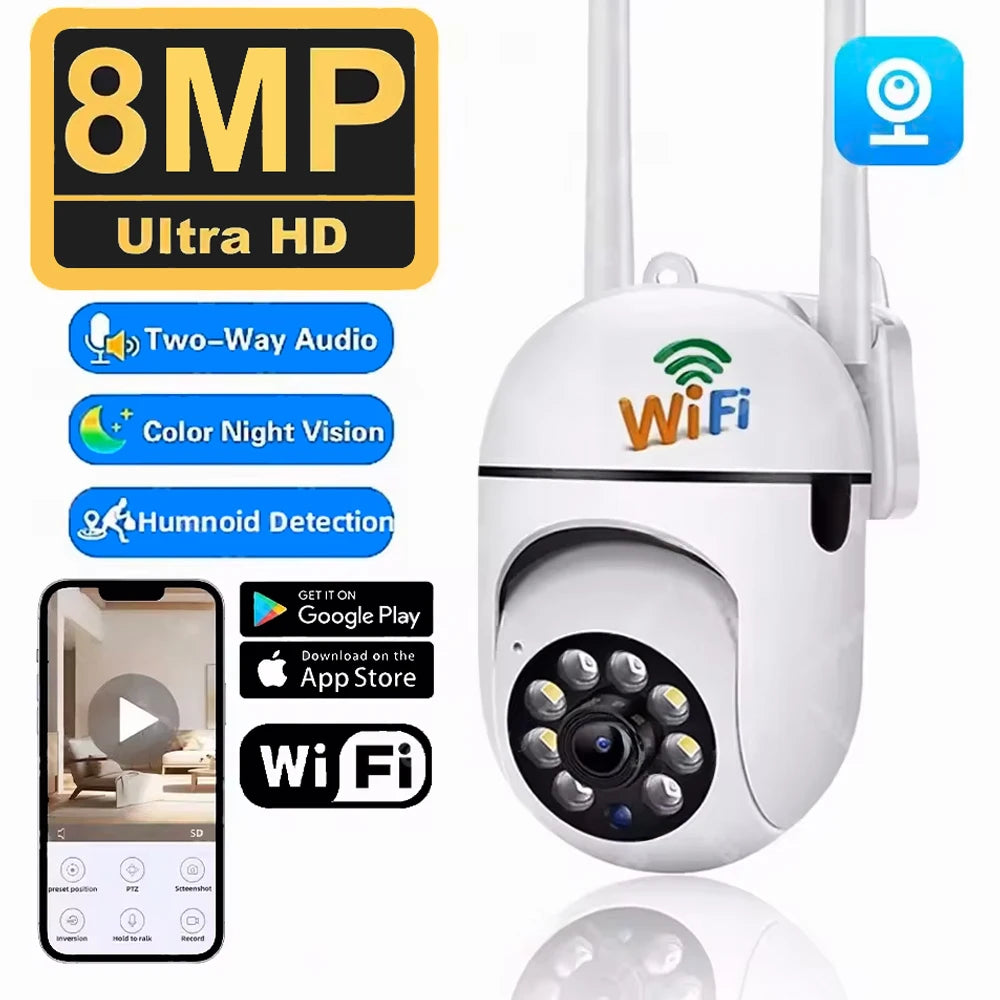 Cámara de seguridad WiFi 2,4 G, para el hogar, con PTZ, visión nocturna, detección de movimiento, monitoreo, 2 antenas