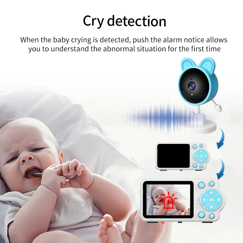 Monitor de bebé con intercomunicador de voz y audio, visión nocturna por infrarrojos para bebé con monitor
