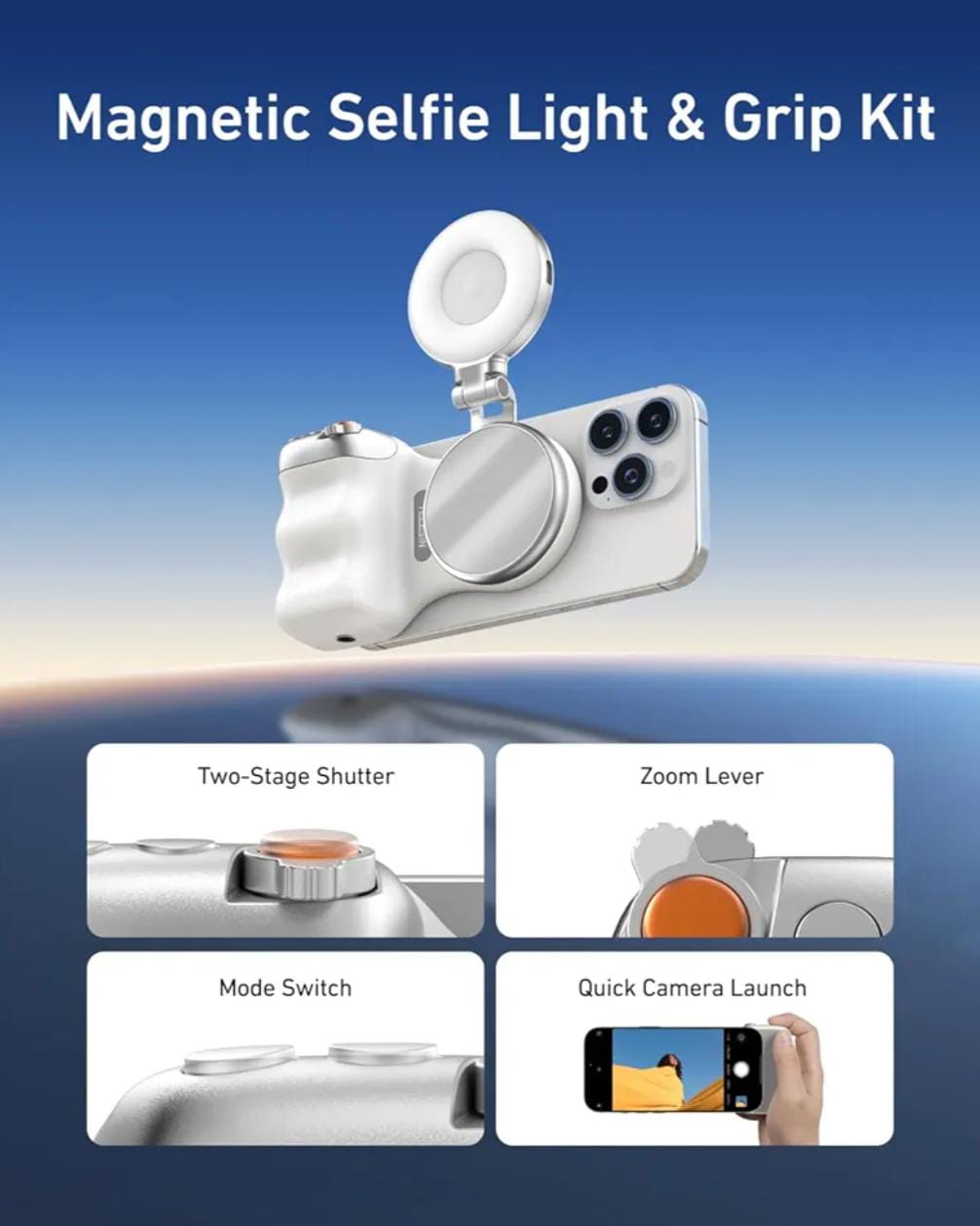 Empuñadura Magnética con Luz LED para Creadores de Contenido