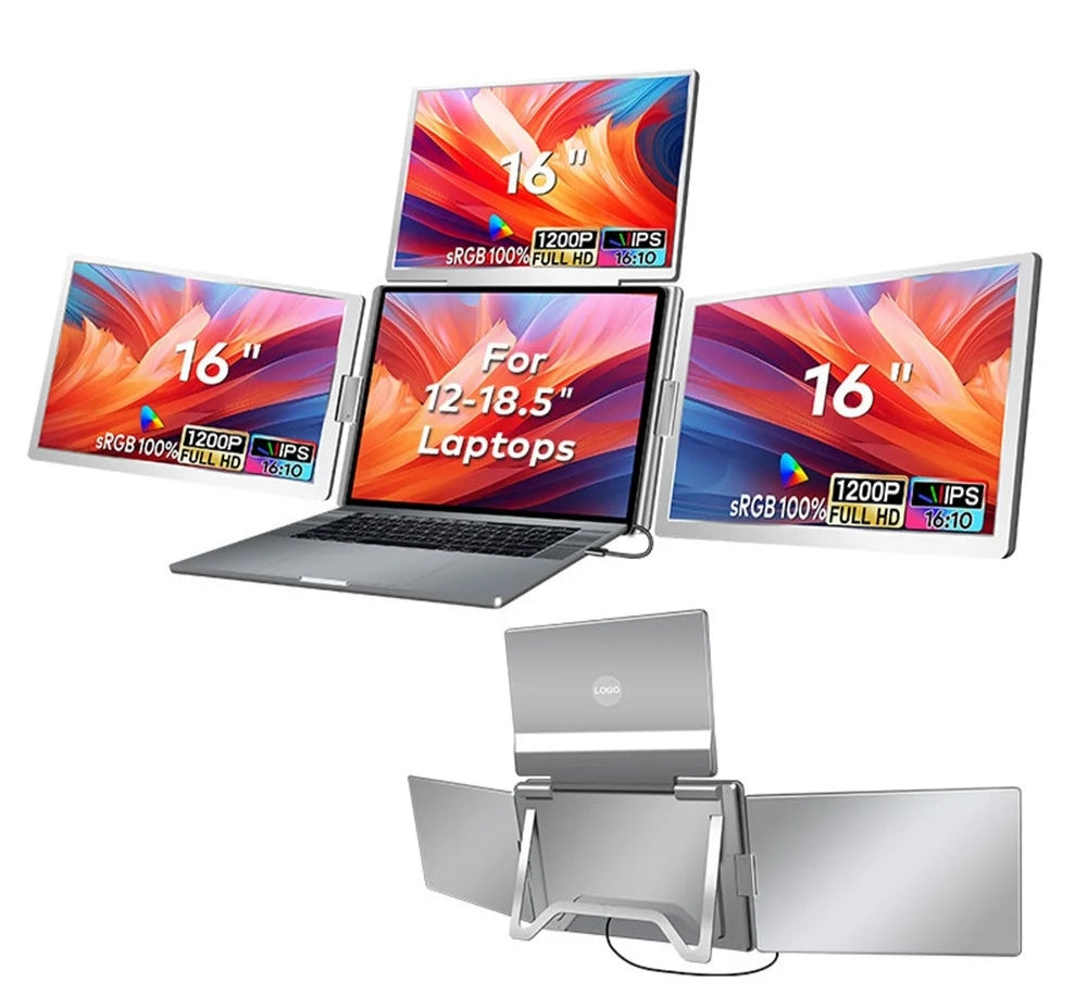 Monitor Triple Portátil: Expande Tu Pantalla al Instante