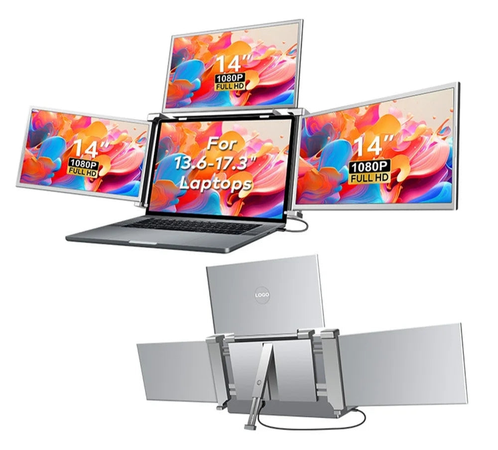 Monitor Triple Portátil: Expande Tu Pantalla al Instante