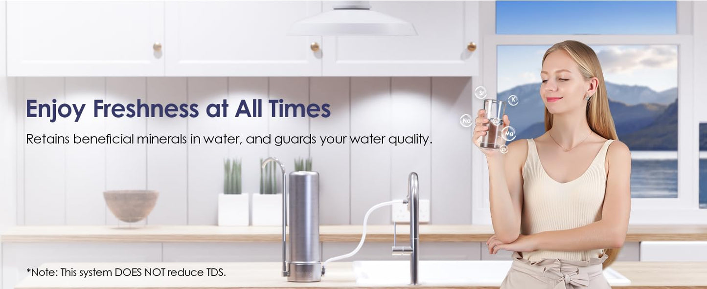 Filtro de agua para encimera Waterdrop, filtro de agua para grifo de acero inoxidable
