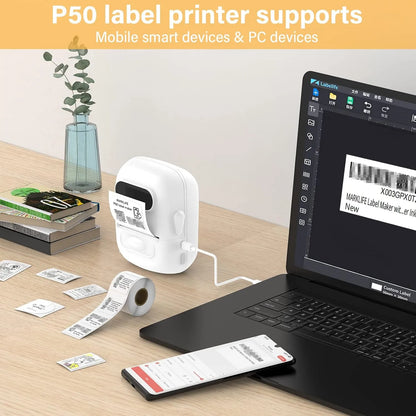 Mini Impresora inalámbrica, sin tinta, Bluetooth, térmica, etiquetas adhesivas