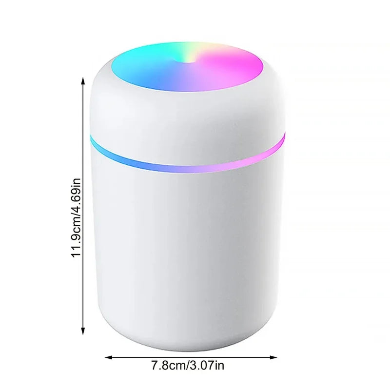 Humidificador multifunción con iluminación ambiental RGB y difusor de aromaterapia de 300ml para espacios pequeños portátil