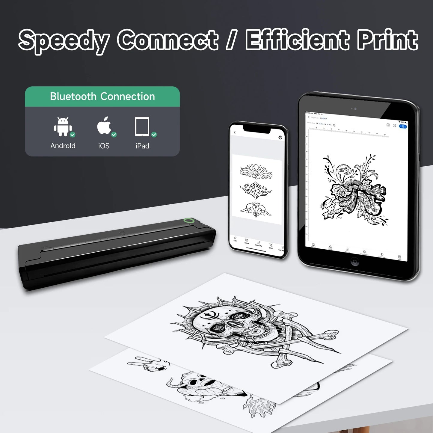 Impresora portátil térmica para tatuajes, plantillas, PDF, Word, Office, impresión A4, transferencia inalámbrica de fotos