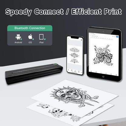 Impresora portátil térmica para tatuajes, plantillas, PDF, Word, Office, impresión A4, transferencia inalámbrica de fotos