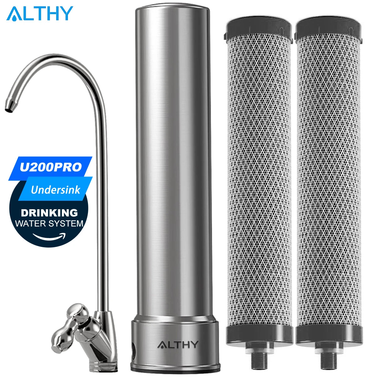 ALTHY U200PRO - Purificador de agua potable para debajo del fregadero de cocina con grifo. Reduce bacterias, metales, plomo, cloro y olores.