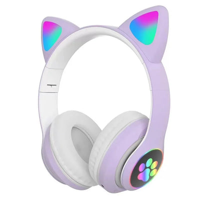 Auriculares inalámbricos con luz LED y Bluetooth.