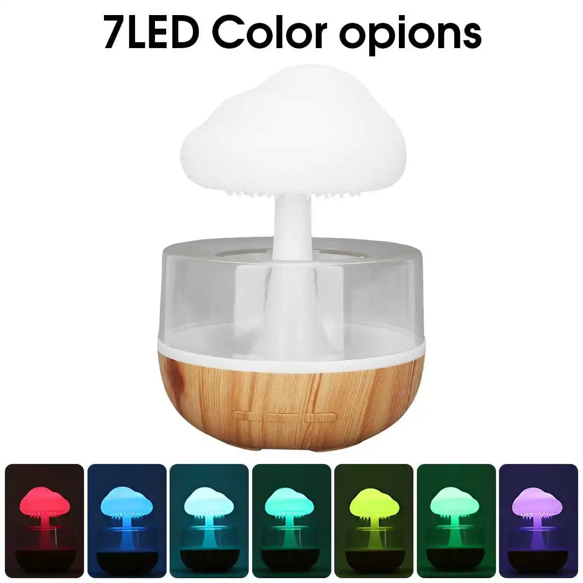 Humidificador efecto lluvia en forma de nube, luz nocturna, aromaterapia