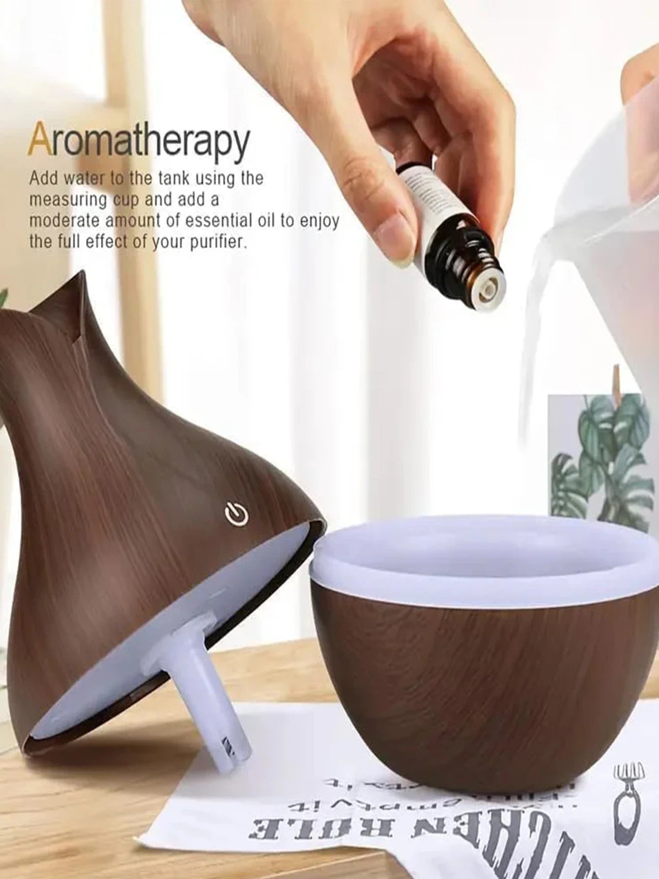 Humidificador de aire eléctrico USB, generador de niebla fría para aromaterapia con aceites esenciales y LED para el hogar.