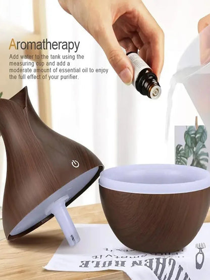 Humidificador de aire eléctrico USB, generador de niebla fría para aromaterapia con aceites esenciales y LED para el hogar.