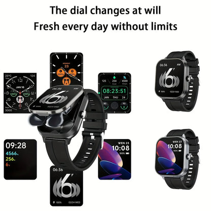 Reloj inteligente deportivo con monitor de frecuencia cardíaca y auriculares Bluetooth.
