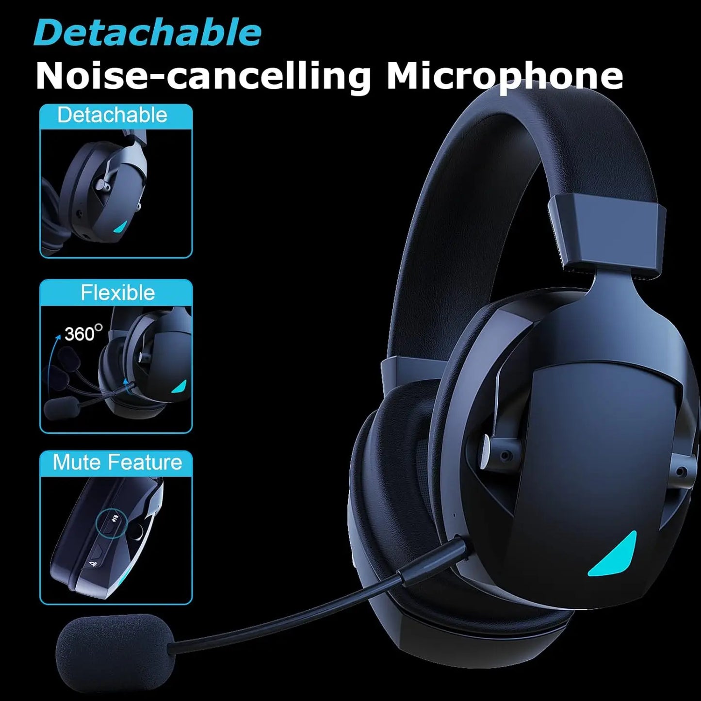 Auriculares inalámbricos para juegos con micrófono y cancelación de ruido.