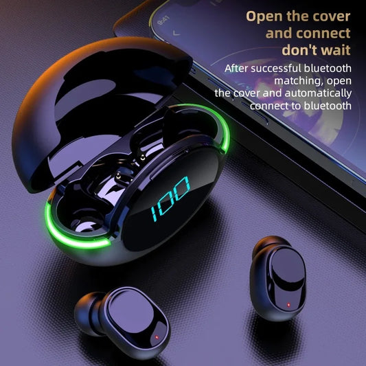 Auriculares Bluetooth digitales, inalámbricos y resistentes al agua.