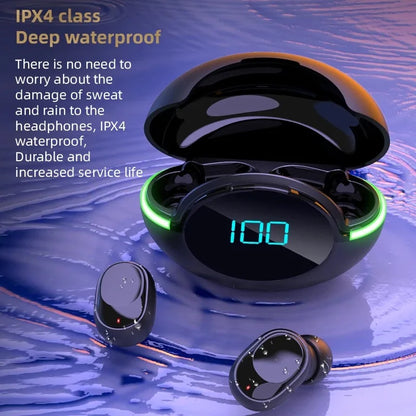 Auriculares Bluetooth digitales, inalámbricos y resistentes al agua.