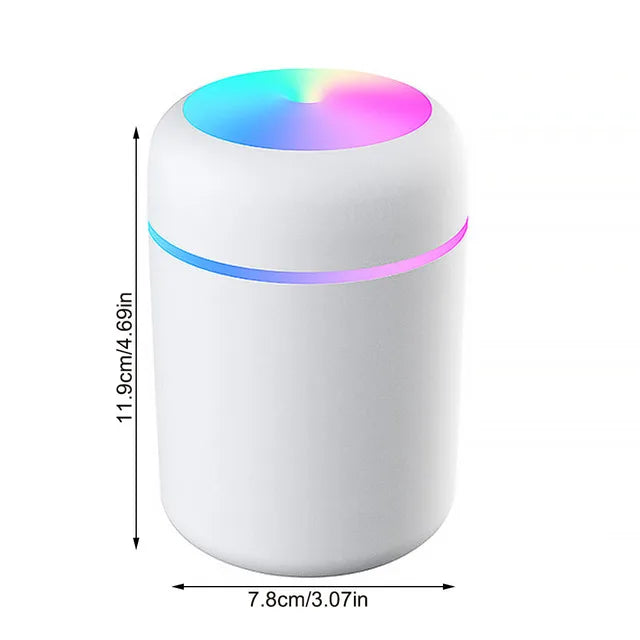 Humidificador multifunción con iluminación ambiental RGB y difusor de aromaterapia de 300ml para espacios pequeños portátil
