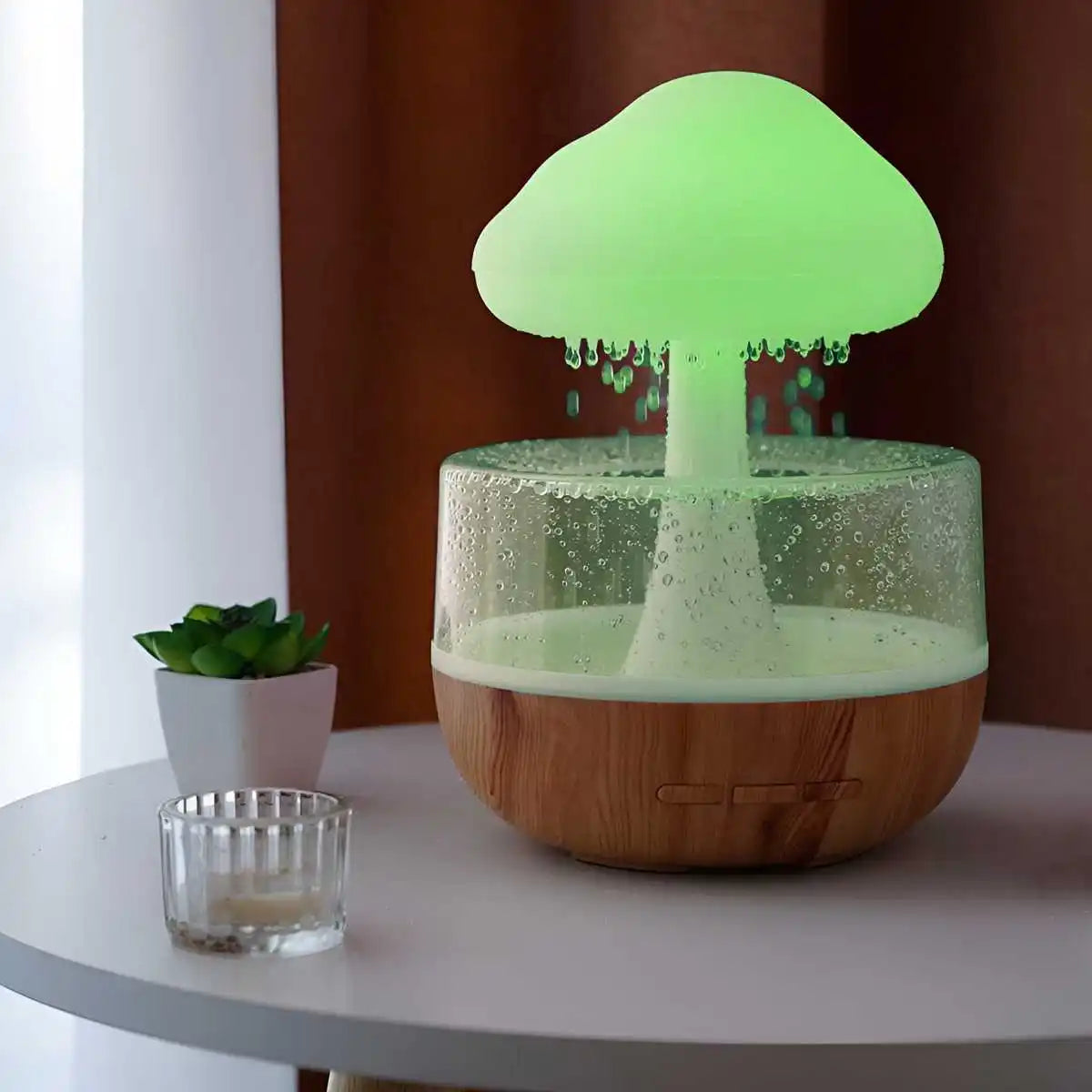 Humidificador efecto lluvia en forma de nube, luz nocturna, aromaterapia