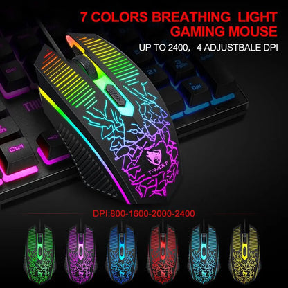 Conjunto 4 en 1 para computadora, teclado, ratón, auriculares para juegos, alfombrilla de ratón.