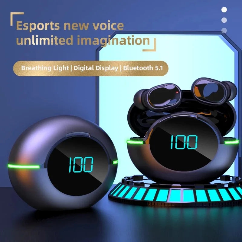 Auriculares Bluetooth digitales, inalámbricos y resistentes al agua.
