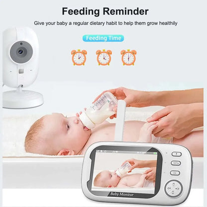 Monitor de bebé con video de 3,5'', 2,4 GHz, audio bidireccional, visión nocturna, videovigilancia con temperatura