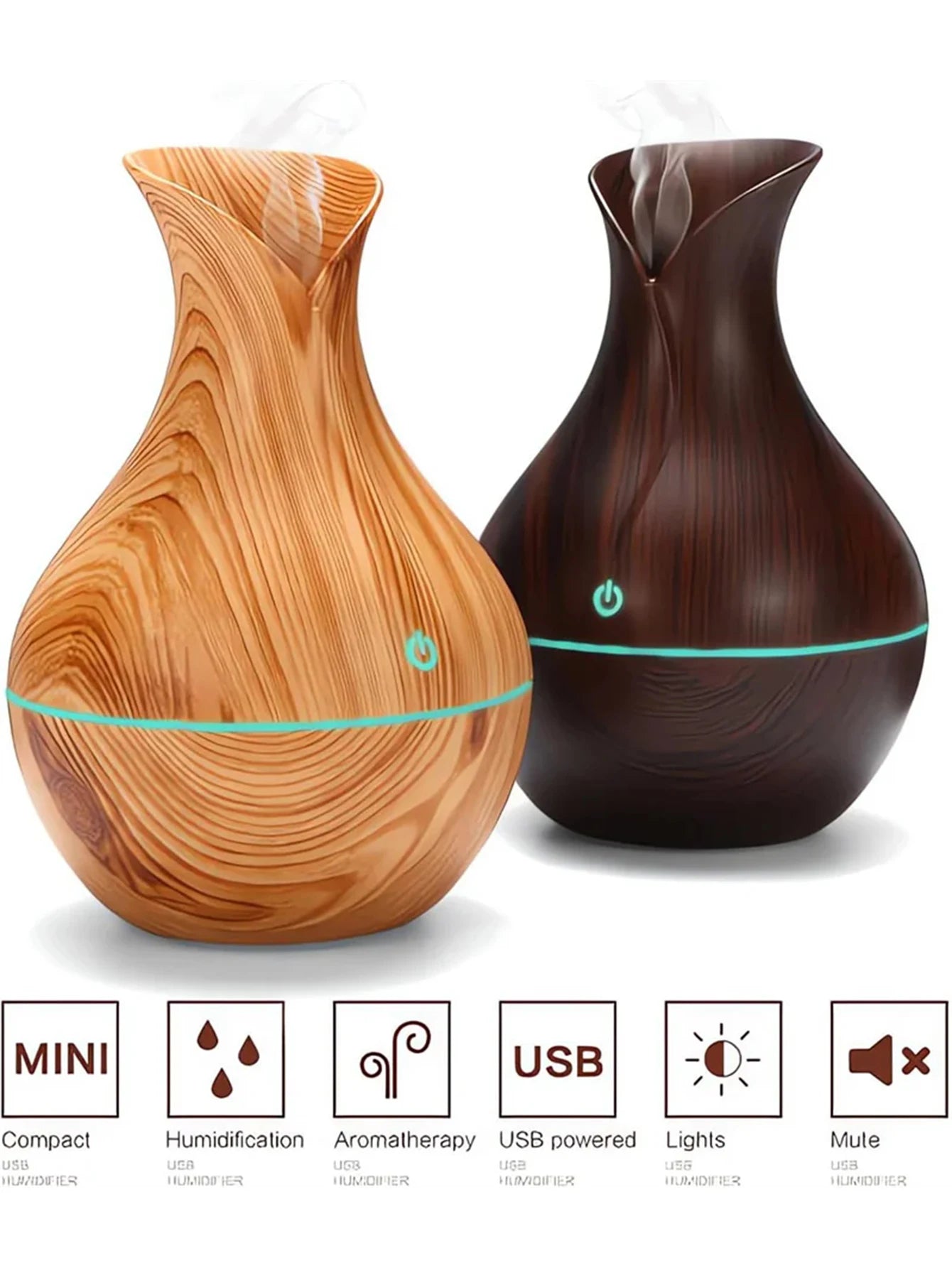 Humidificador de aire eléctrico USB, generador de niebla fría para aromaterapia con aceites esenciales y LED para el hogar.