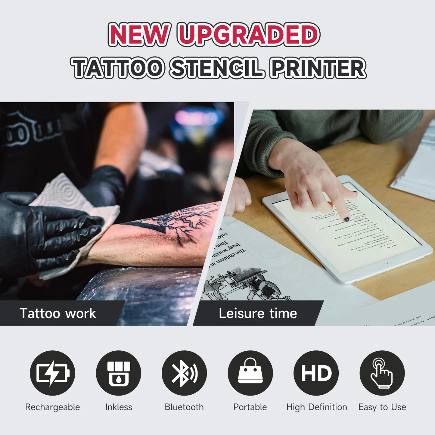 Impresora portátil térmica para tatuajes, plantillas, PDF, Word, Office, impresión A4, transferencia inalámbrica de fotos