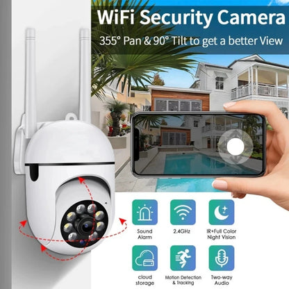Cámara de seguridad WiFi 2,4 G, para el hogar, con PTZ, visión nocturna, detección de movimiento, monitoreo, 2 antenas