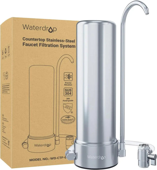Filtro de agua para encimera Waterdrop, filtro de agua para grifo de acero inoxidable