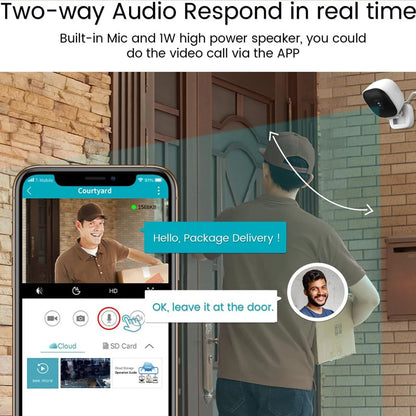 Cámara WiFi inalámbrica 1080P con detección de movimiento, voz bidireccional, seguridad para el hogar y visión nocturna.