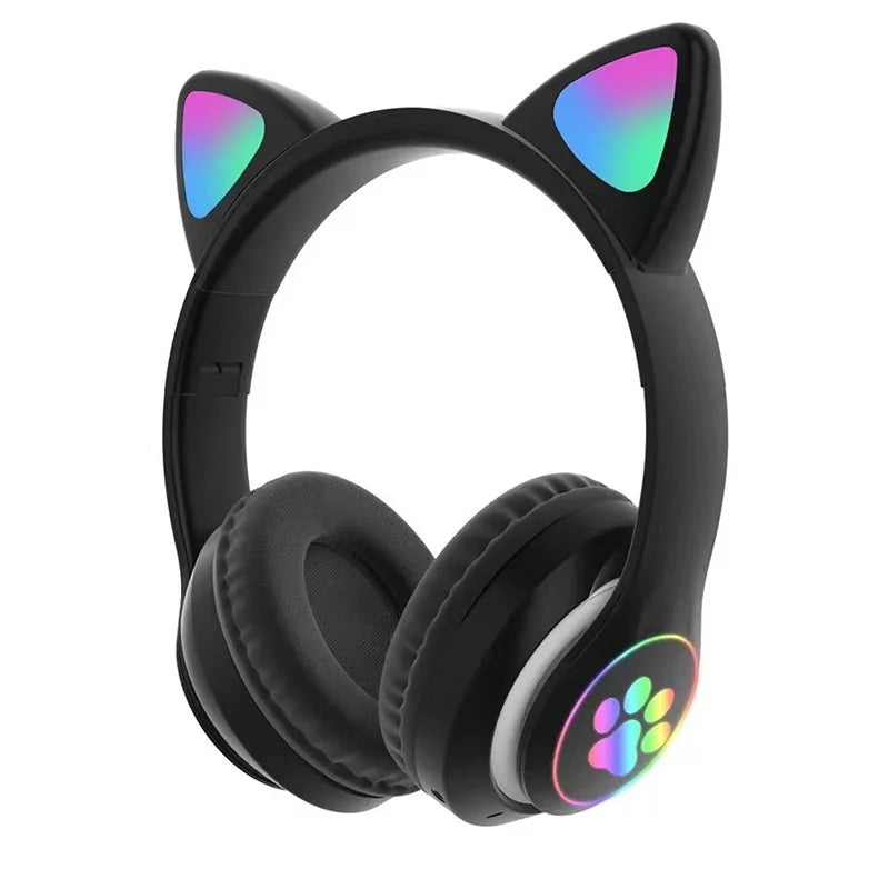 Auriculares inalámbricos con luz LED y Bluetooth.