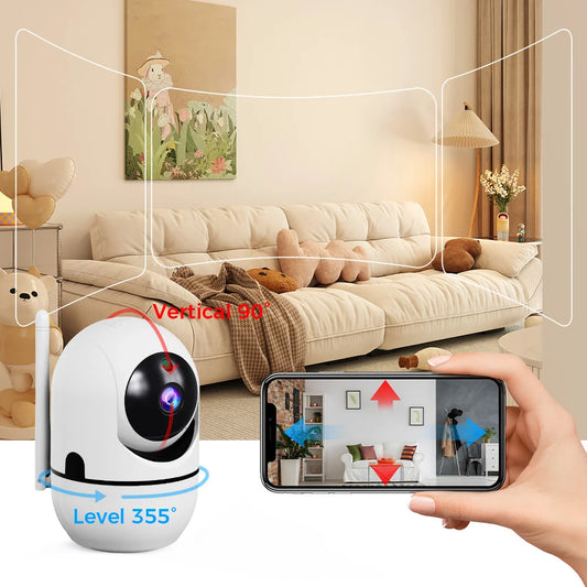Cámara de seguridad inteligente para el hogar de 360°, inteligencia de IA, visión nocturna, seguimiento automático