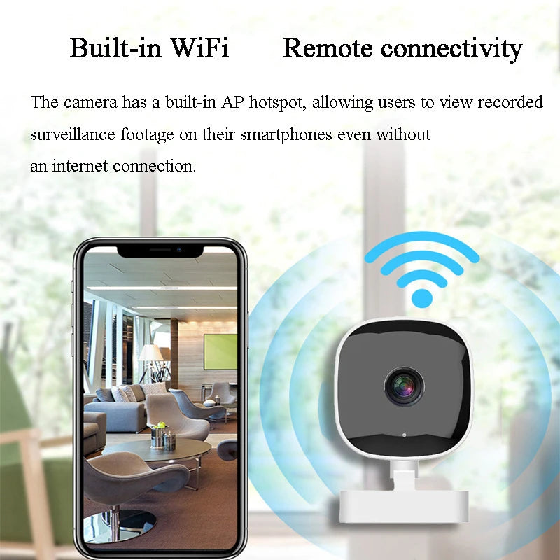 Cámara WiFi inalámbrica 1080P con detección de movimiento, voz bidireccional, seguridad para el hogar y visión nocturna.