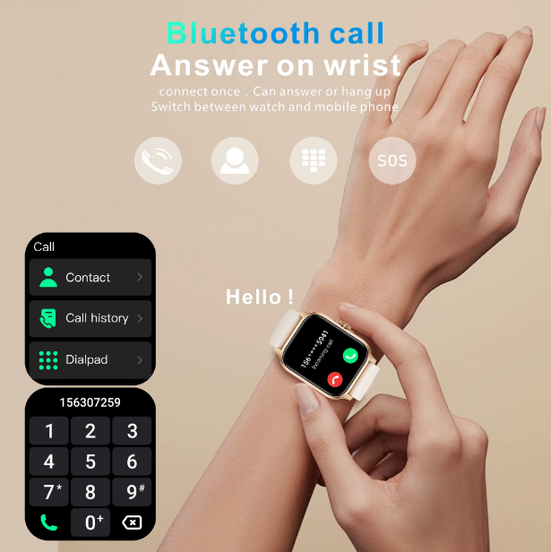 Relojes inteligentes fitness Bluetooth con asistente de voz IA.