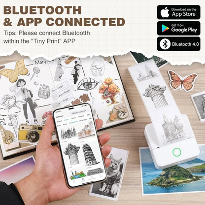 Impresora portátil mini HD X6, impresora térmica con Bluetooth y papel, impresión sin tinta