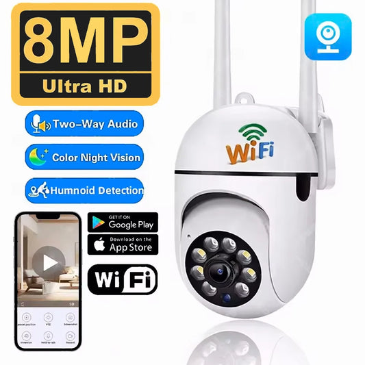 Cámara de seguridad WiFi 2,4 G, para el hogar, con PTZ, visión nocturna, detección de movimiento, monitoreo, 2 antenas
