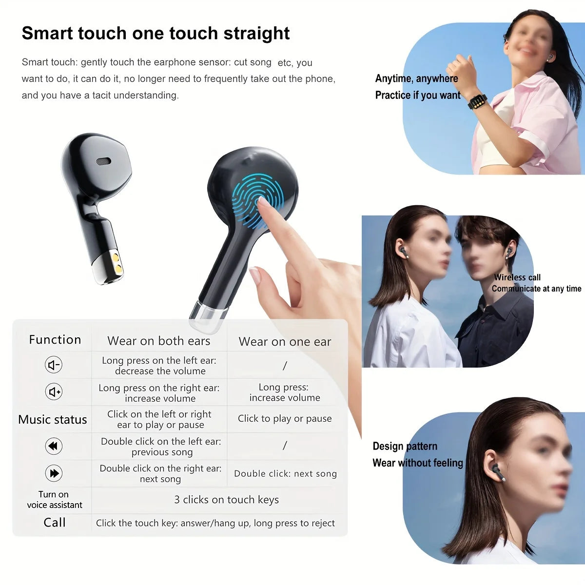 Reloj inteligente deportivo con monitor de frecuencia cardíaca y auriculares Bluetooth.